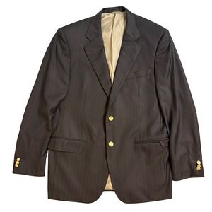 Loro Piana Super 120s Wool Blazer Mens 42R Pinstripe Gold Crest Button Italy